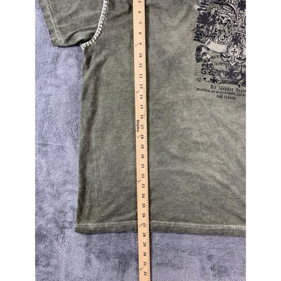 Raw State Premium Graphic TShirt XXL V-Neck Gothic Cross Fleur De Lis Y2K Grunge - Picture 7 of 7